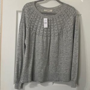 NWT! LOFT Pointelle Yoke Sweater